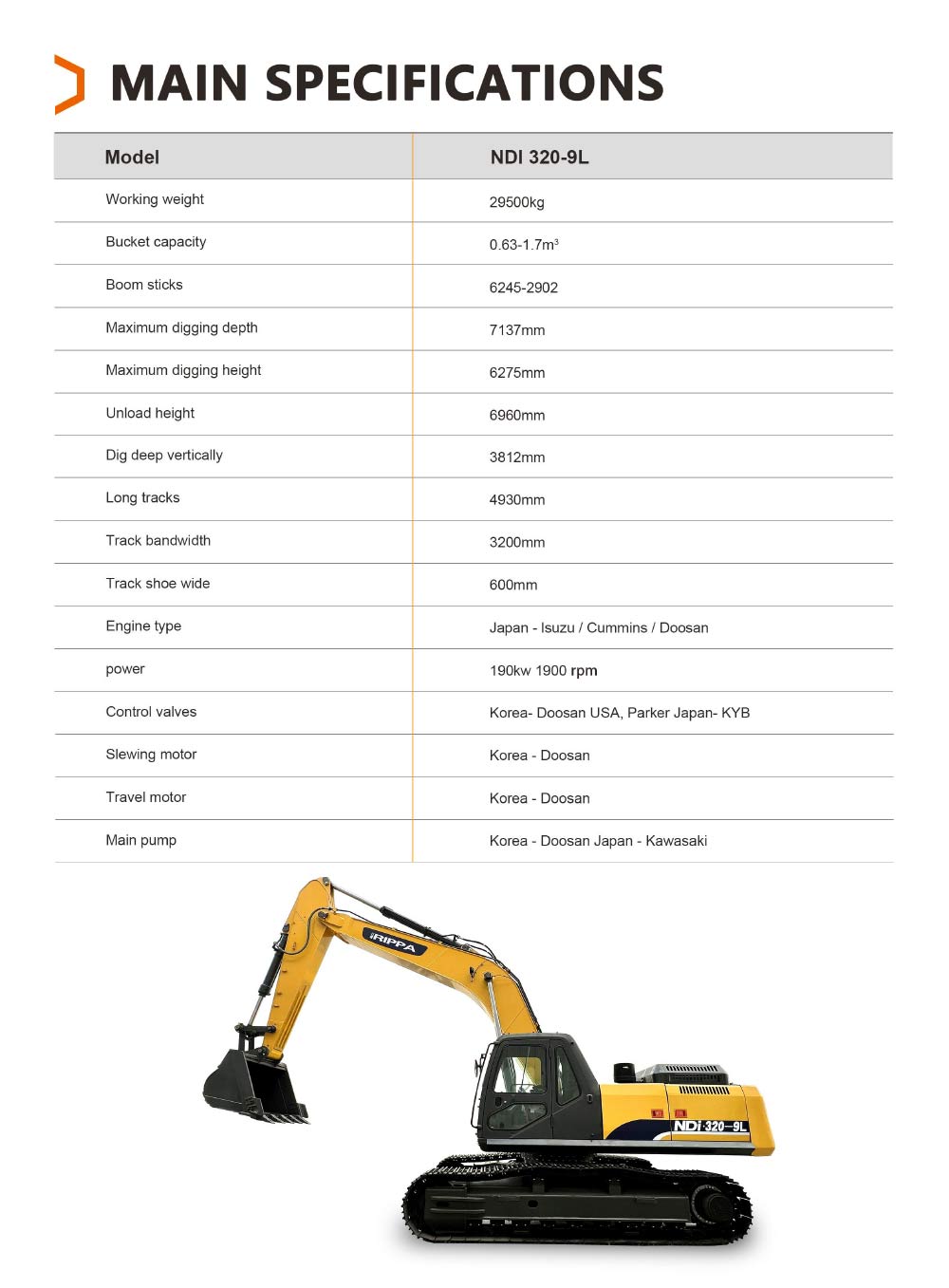 NDI 320 Large excavator